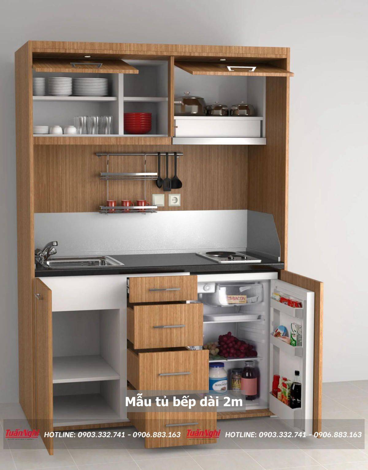 Mẹo thiết kế mẫu tủ bếp dài 2m hợp lý cho mọi không gian